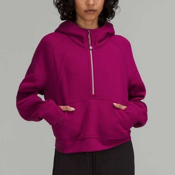LULULEMON Scuba Oversized Half Zip Hoodie Sweater 1/2 Zip Magenta Purple XS S - Picture 6 of 11